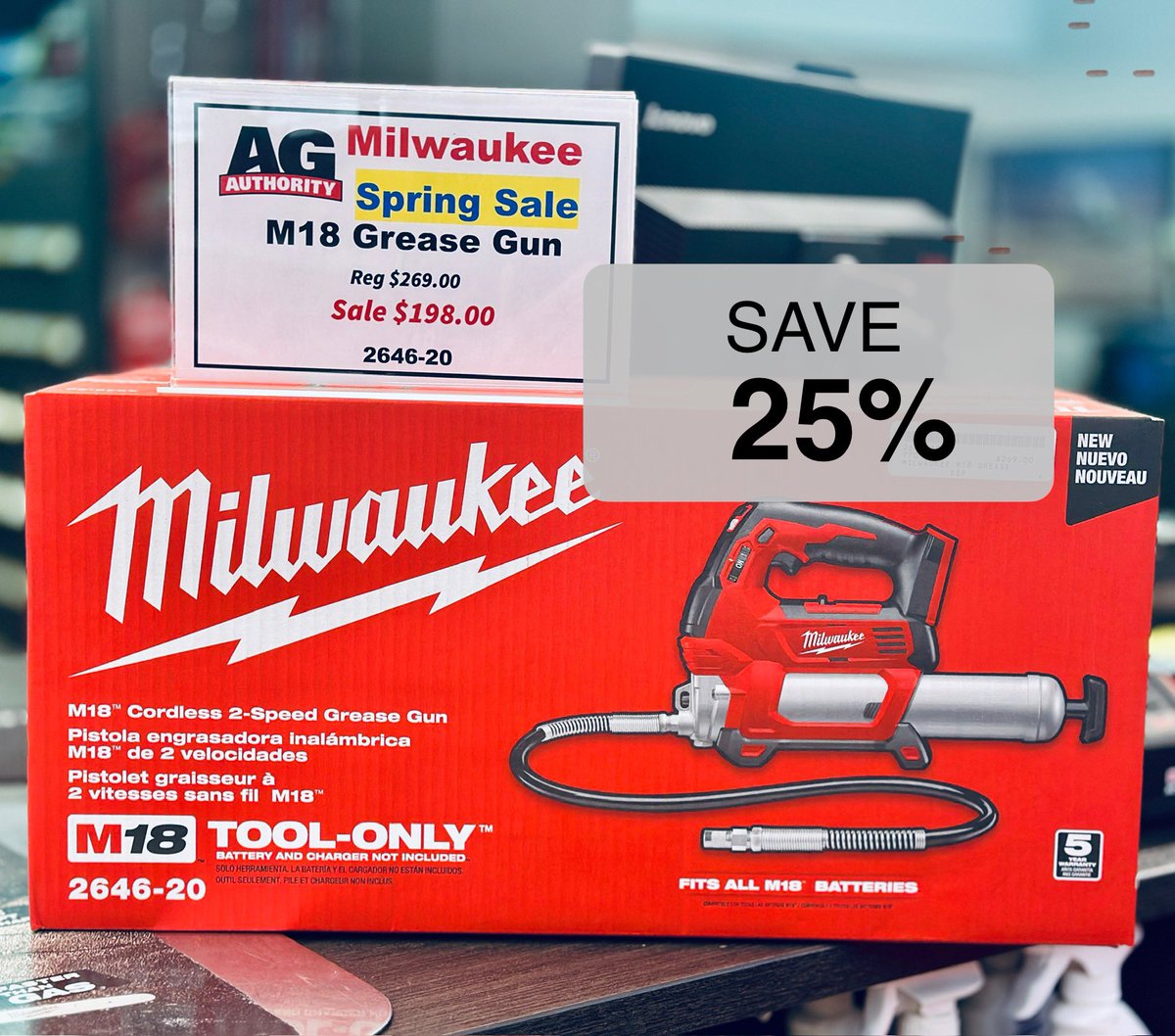 agauthority's tweet photo. 25% Off our #Milwaukee M18 Grease Gun; now $198 ! *
306.864.1700
#saskag #saskconstruction #plant2025 #saskfarming
*taxes extra
while supplies last
tool only https://t.co/Opgh2Xc8yP