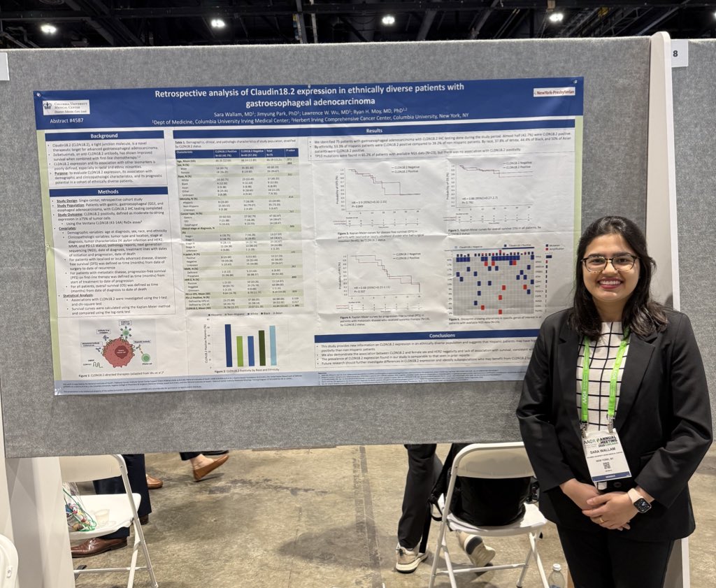 RyanMoyMDPhD's tweet image. Our analysis of Claudin18.2 expression in gastroesophageal adenocarcinoma in a diverse patient cohort with higher positivity in Hispanic patients. Presented by Dr. Sara Wallam who is applying for heme/onc fellowship this cycle!