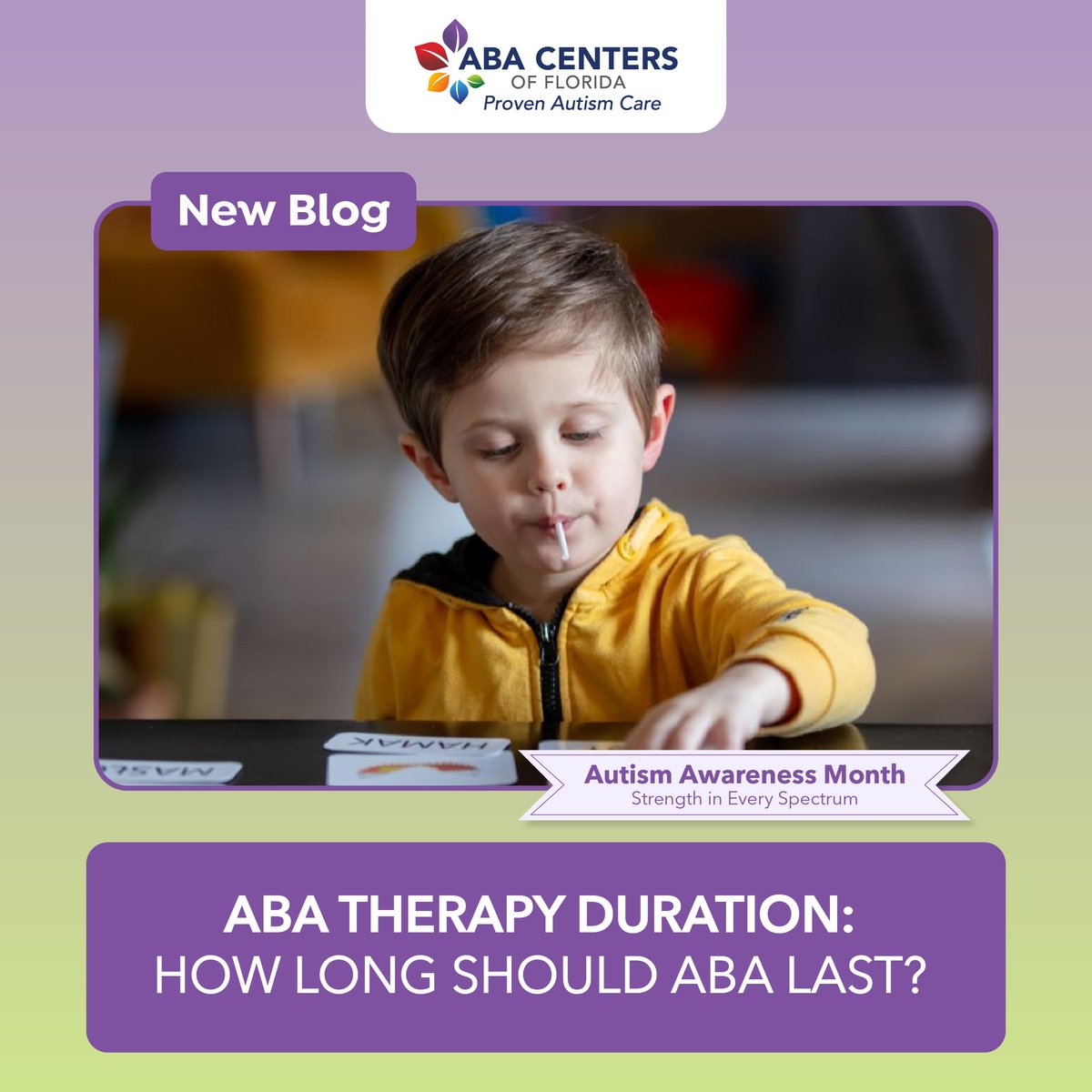 ABA Centers of Florida sheds light on factors that ABA professionals consider when they design an ABA treatment plan. We will also define ABA therapy duration in more detail, offering you a clear scope of how long caregivers should expect ABA therapy to last.

Read our article