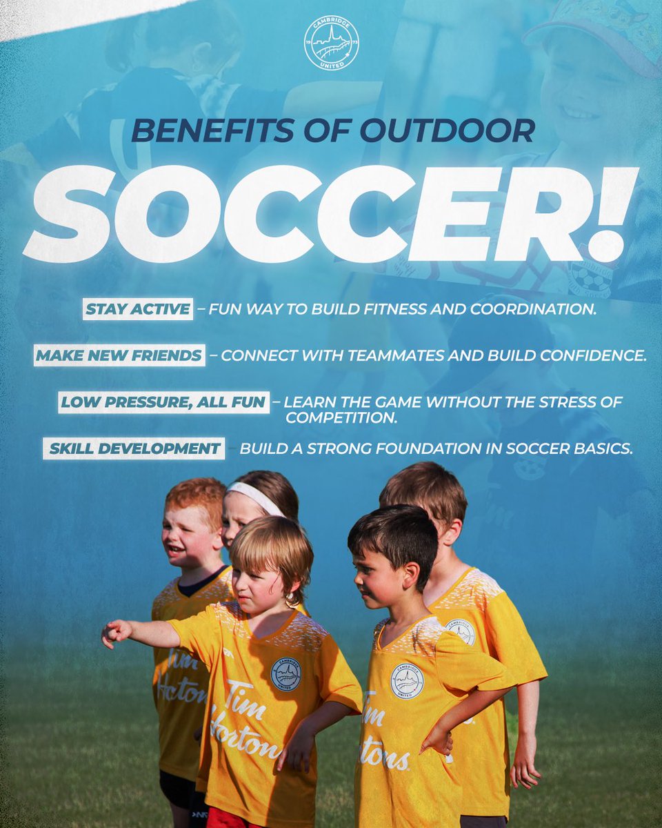 Build skills, make friends, and have fun in the sun! ☀️⚽️

Join Cambridge United’s Outdoor Rec Program — where fitness, fun, and friendships come together! 🌱

#CambridgeUnited #OutdoorSoccer #RecProgram
