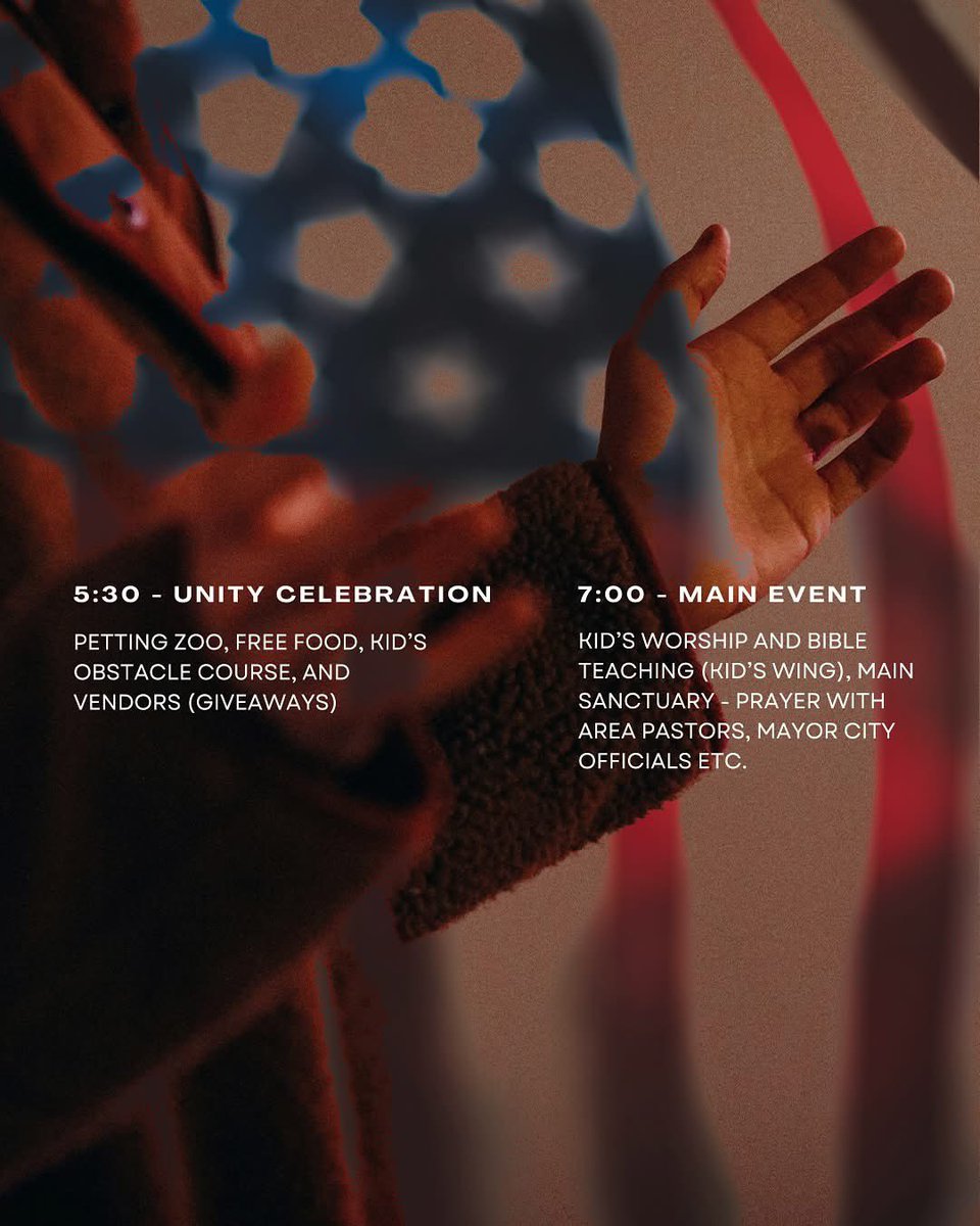 Mayor Santiago Avila, Jr. ππΊπΈ (@avilafordeltona) on Twitter photo As Mayor of the <a href="/CityofDeltonaFL/">City of Deltona, FL</a> , I invite you to join me for the National Day of Prayer on Thursday, May 1, 2025!
The Unity Celebration will begin at 5:30 PM, followed by the Main Event at 7:00 PM.
Letβs come together as one community in faith, hope, and unity.
The event As Mayor of the <a href="/CityofDeltonaFL/">City of Deltona, FL</a> , I invite you to join me for the National Day of Prayer on Thursday, May 1, 2025!
The Unity Celebration will begin at 5:30 PM, followed by the Main Event at 7:00 PM.
Letβs come together as one community in faith, hope, and unity.
The event