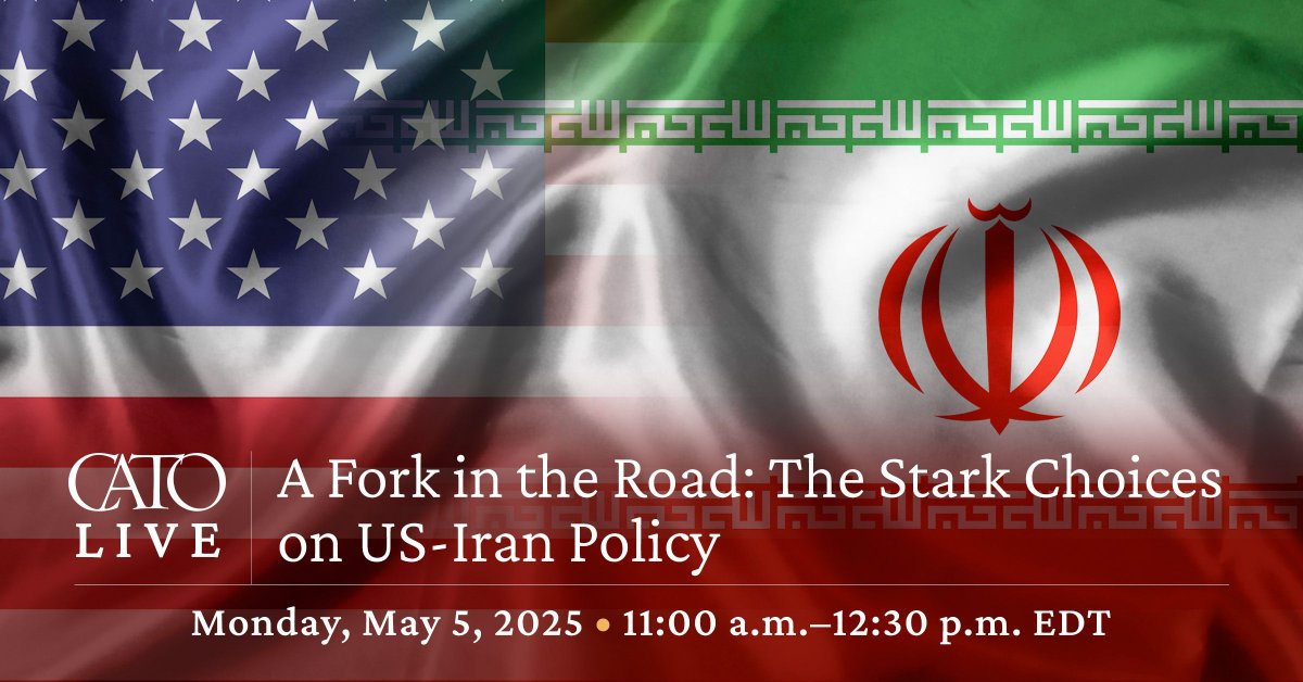 Cato Institute (@catoinstitute) on Twitter photo Can diplomacy with Iran still prevent a war?
Please join us for a conversation with <a href="/citrinowicz/">Danny (Dennis) Citrinowicz ,داني سيترينوفيتش</a>, <a href="/gbrew24/">Gregory Brew</a>, <a href="/NegarMortazavi/">Negar Mortazavi نگار مرتضوی</a>, and <a href="/Hoffman8Jon/">Jon Hoffman</a>, who will examine Trump’s options vis-à-vis Iran and the associated costs and benefits for each plan of action.
Details & registration: Can diplomacy with Iran still prevent a war?
Please join us for a conversation with <a href="/citrinowicz/">Danny (Dennis) Citrinowicz ,داني سيترينوفيتش</a>, <a href="/gbrew24/">Gregory Brew</a>, <a href="/NegarMortazavi/">Negar Mortazavi نگار مرتضوی</a>, and <a href="/Hoffman8Jon/">Jon Hoffman</a>, who will examine Trump’s options vis-à-vis Iran and the associated costs and benefits for each plan of action.
Details & registration: