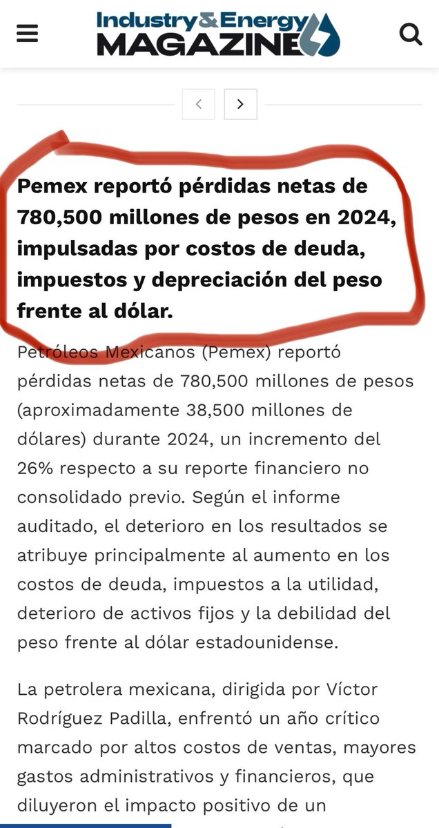 Mario Di Costanzo (@mario_dico50) on Twitter photo 🔴 Presidenta <a href="/Claudiashein/">Claudia Sheinbaum Pardo</a> en 2024 la petrolera <a href="/Pemex/">Petróleos Mexicanos</a> perdió 780 mil millones de pesos , equivale casi el costo actual del Fobaproa ! También va a ventilar la corrupción de AMLO y sus hijos en está empresa del estado ? 🔴 Presidenta <a href="/Claudiashein/">Claudia Sheinbaum Pardo</a> en 2024 la petrolera <a href="/Pemex/">Petróleos Mexicanos</a> perdió 780 mil millones de pesos , equivale casi el costo actual del Fobaproa ! También va a ventilar la corrupción de AMLO y sus hijos en está empresa del estado ?