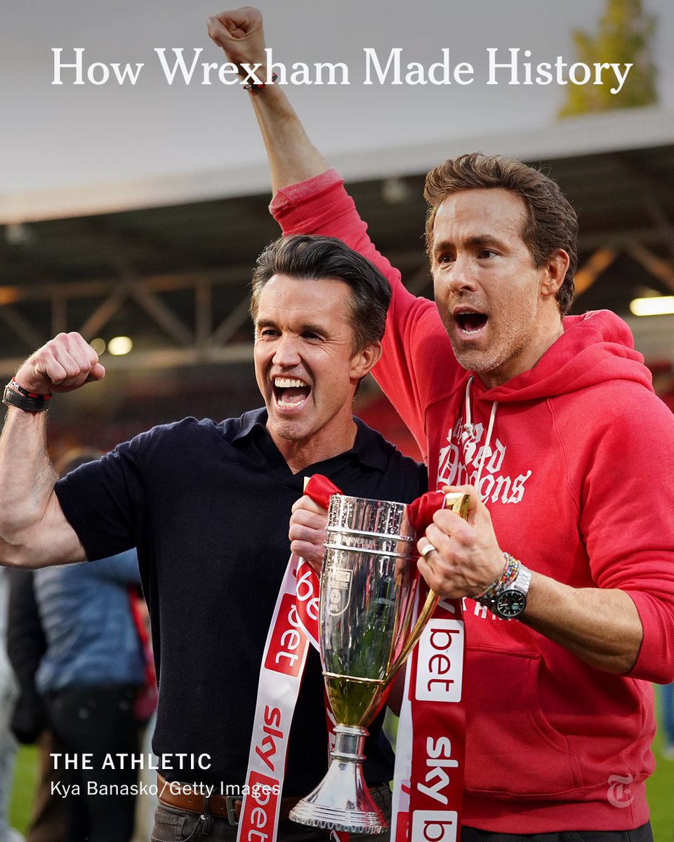 The New York Times (@nytimes) on Twitter photo From <a href="/TheAthletic/">The Athletic</a>: Wrexham AFC was in the fifth tier of English soccer when Ryan Reynolds and Rob McElhenney took over in 2020. Now, they've made history. nyti.ms/42SuoC2 From <a href="/TheAthletic/">The Athletic</a>: Wrexham AFC was in the fifth tier of English soccer when Ryan Reynolds and Rob McElhenney took over in 2020. Now, they've made history. nyti.ms/42SuoC2