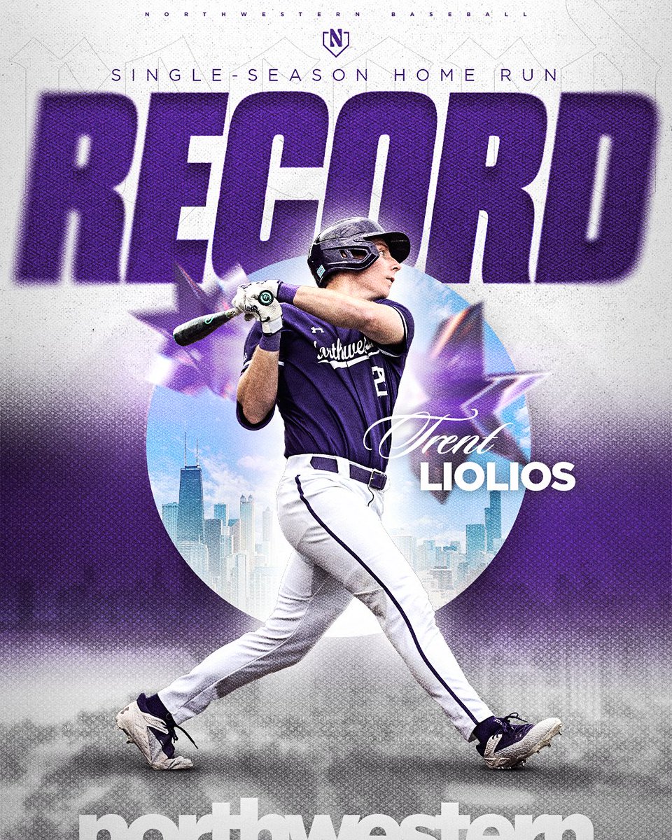 Northwestern Baseball (@nucatsbaseball) on Twitter photo LIOLIOS. LEGEND. 👑
With his 16th home run of the season, <a href="/LioliosTrent/">Trent Liolios</a> has broken the Northwestern single-season home run record! LIOLIOS. LEGEND. 👑
With his 16th home run of the season, <a href="/LioliosTrent/">Trent Liolios</a> has broken the Northwestern single-season home run record!