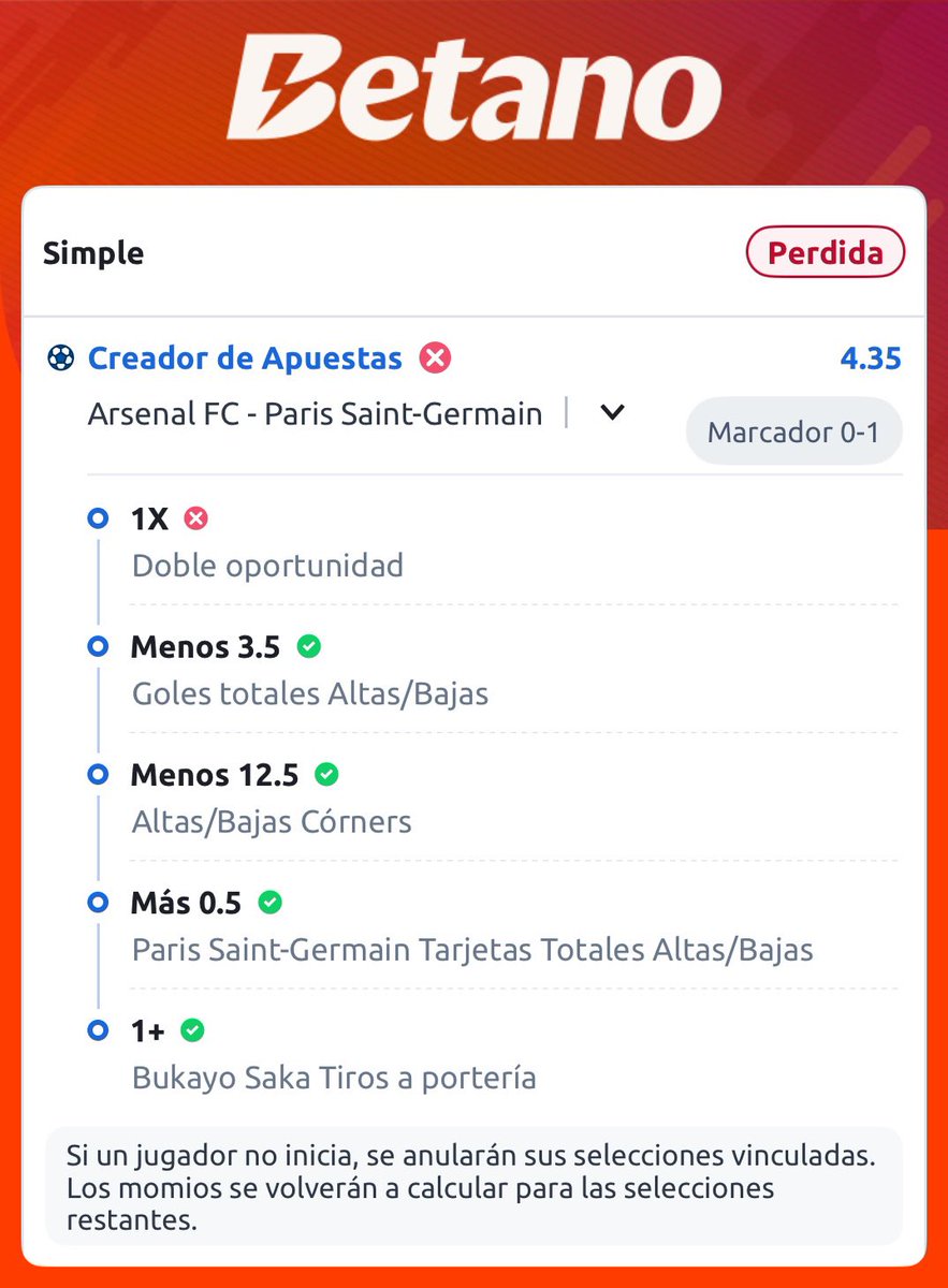 amigodeapuestas's tweet image. Gracias por nada, Arsenal.
Todo fino en el parlay: goles, córners, tarjetas, Saka…
Pero no pudiste empatar ni en tu casa.

SGP 4.35 a la basura por tu culpa.

Nos aplicaron la cruzazuleada europea.

#BadVibes #NosVemosEnCajaPeroMañana