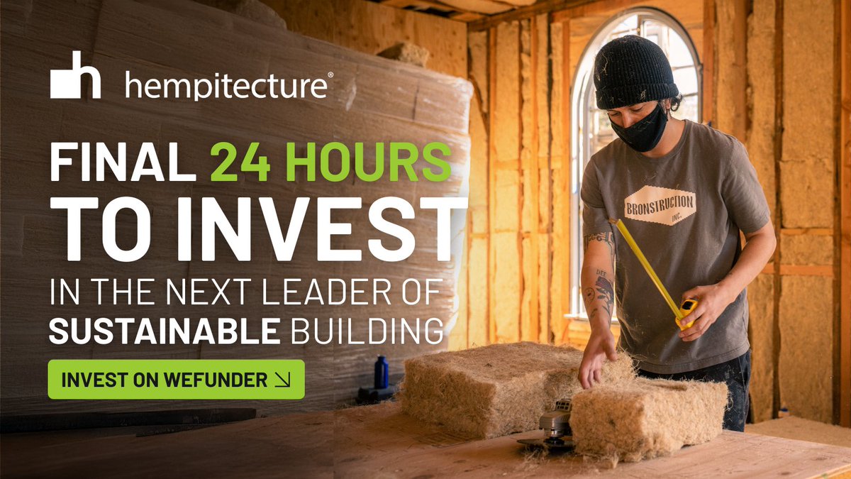 🚨 Less than 24 hours left to invest in @Hempitecture.
✅ Carbon-negative insulation
✅ $1.5M+ raised
✅ Backed by $8.4M in federal support
✅ Real product, real revenue
Final chance to join before the campaign closes:
 👉 bit.ly/4ipklKr

#equitycrowdfunding #funding