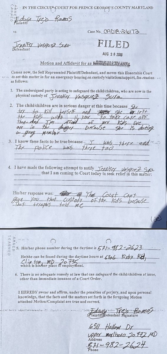 Jennie Taer 🎗️ (@jenniestaer) on Twitter photo NEW: We <a href="/nypost/">New York Post</a> have obtained court docs from 2018 showing
Kilmar Abrego Garcia was being accused of gang membership by his wife’s ex and the father of two of her kids.
“She is dating a gang member,” Jennifer Vasquez Sura’s ex, Edwin Trejo Ramos alleged in a petition filed in NEW: We <a href="/nypost/">New York Post</a> have obtained court docs from 2018 showing
Kilmar Abrego Garcia was being accused of gang membership by his wife’s ex and the father of two of her kids.
“She is dating a gang member,” Jennifer Vasquez Sura’s ex, Edwin Trejo Ramos alleged in a petition filed in