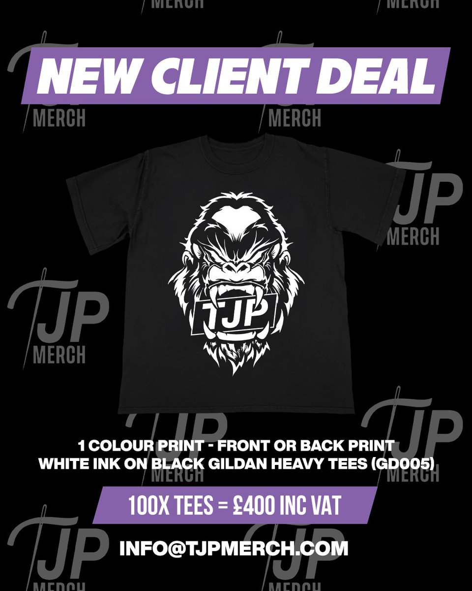 NEW CLIENT DEAL!

Get prepared for festival season with our new client deal! No catch or contract, simply pop us an email to place your order.

Info@tjpmerch.com

Valid until 31st August 2025