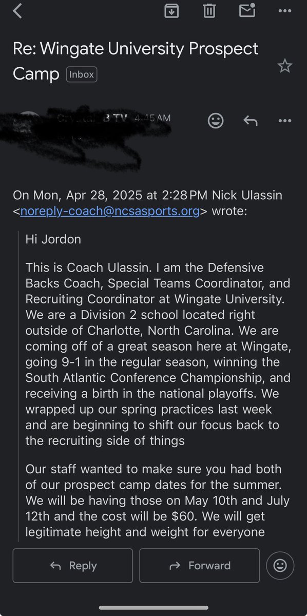 Extremely blessed to say I got invited to the wingate university ✝️💰