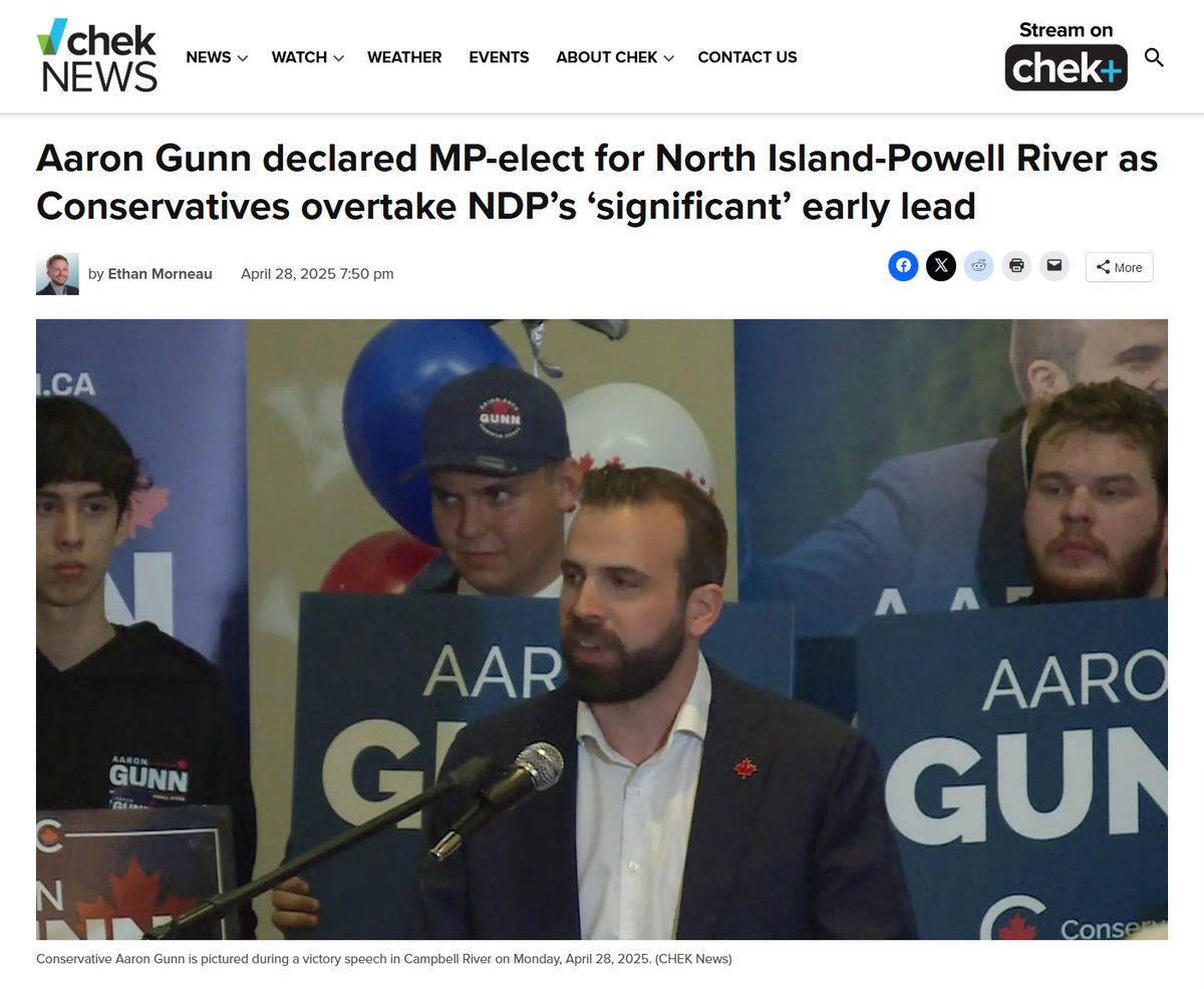 NIPRCPC's tweet image. We cannot thank our voters, volunteers, supporters, donors, and campaign team enough!
Aaron Gunn has been officially elected as the Member of Parliament for North Island-Powell River.
Amazing work, everyone!
cheknews.ca/ndp-sees-early…