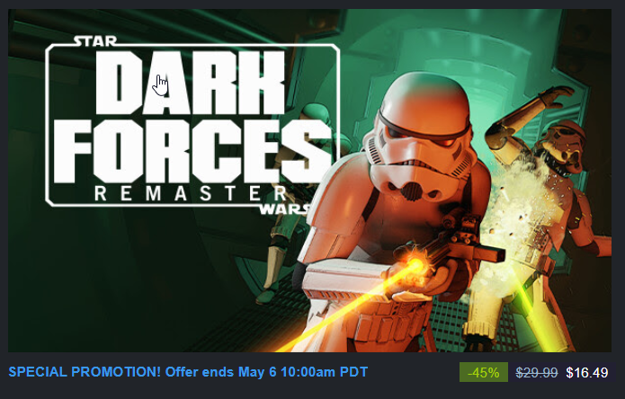 georgebsocial's tweet image. I thought the Dark Forces remaster was overpriced at $30 but for basically $15, yes, yes I will partake in a nice nostalgic romp through the Empire.