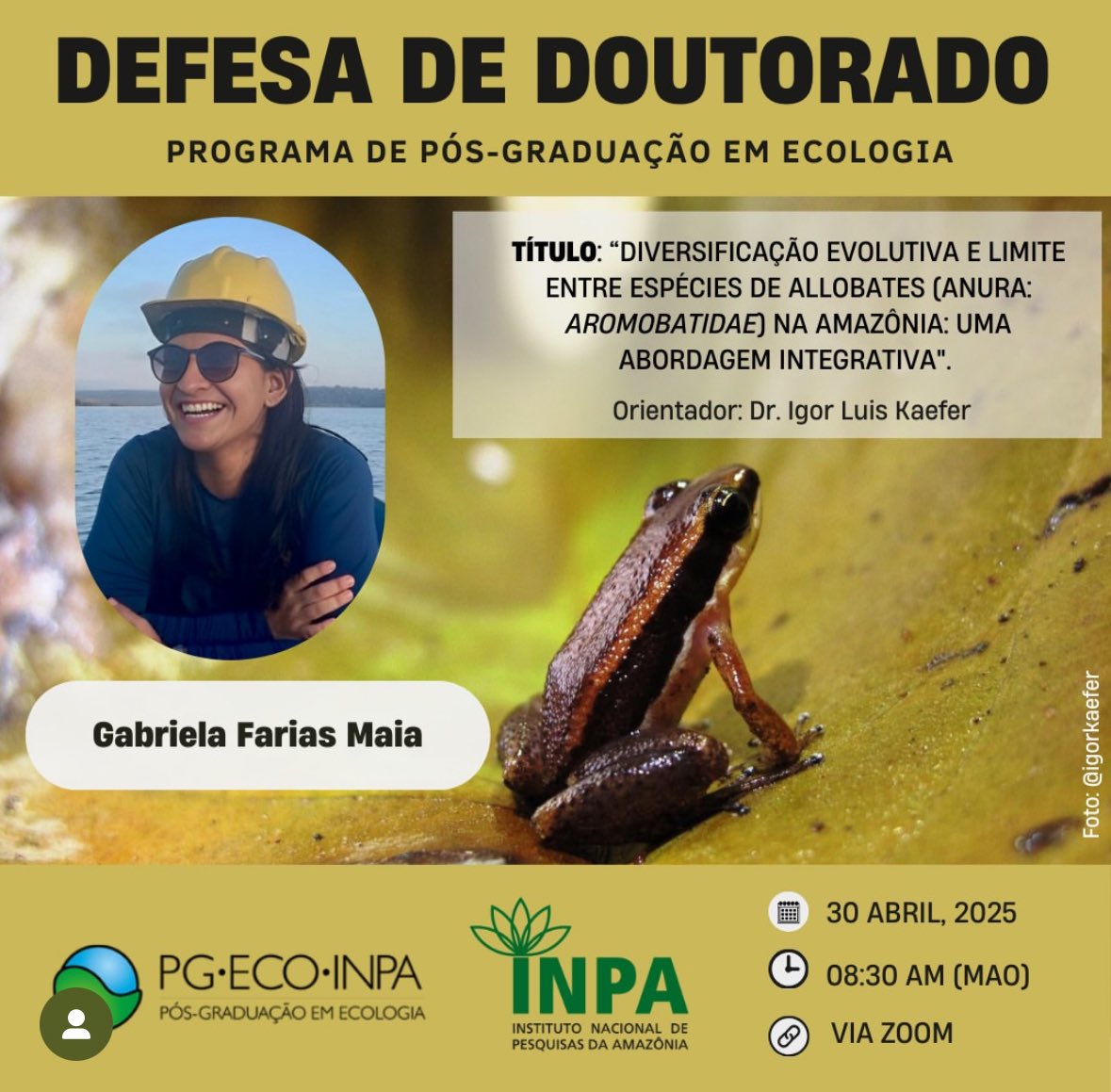 Amanhã! Defesa da Tese de Doutorado de Gabriela Maia! 🐸