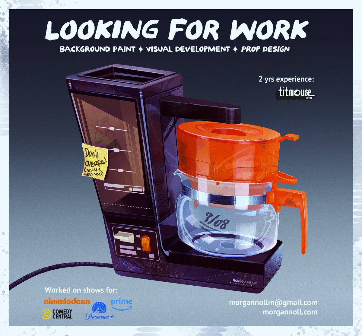 Hey! I wrap with Titmouse end of May and I’m on the hunt 💜 

I’ve got the right to work in US/Canada
 
Trying to secure work ASAP to help with Canadian PR 😊 (DM for NDA) 💜💫