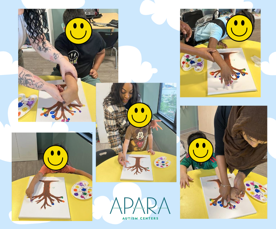 AparaAutism's tweet photo. 🍃 Our little artists at Apara Autism Centers are getting creative while building important ABA skills! Today’s activity involved using paint and their fingers to create beautiful trees — a fun and engaging way to work on fine motor skills, following multi-step directions, and attending to task. 🌳🎨

We love turning play into progress, one leaf at a time! 💚

#AparaAutismCenters #ABA #Autism #RBT #BCBA #TeamApara #ABAtherapy #CreativeLearning #FineMotorSkills #PlayWithPurpose #ABASkillsInAction #HoustonTX #SanAntonioTX #DallasTx