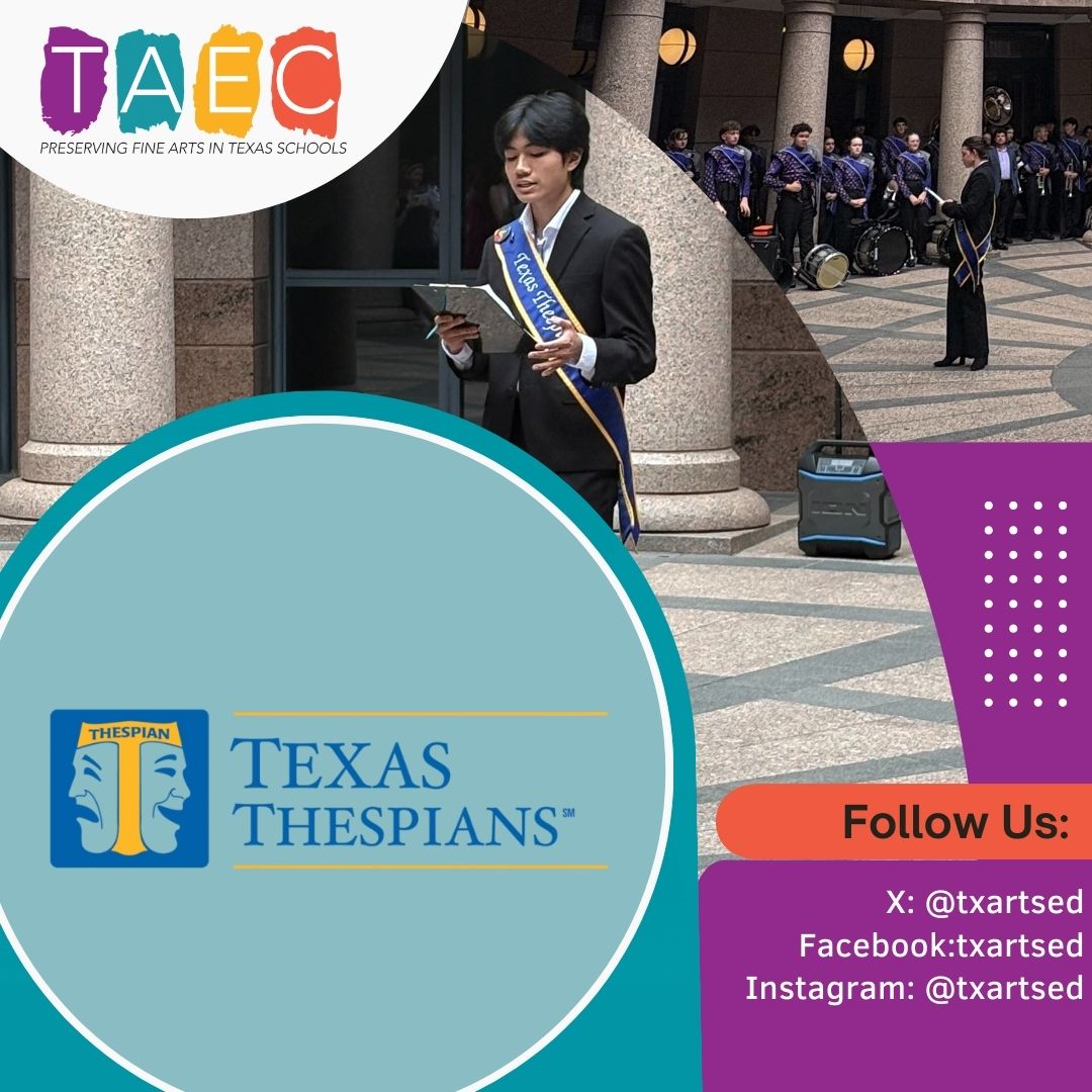 Thank you to the Texas Thespians STO and Student Ambassadors for being our hosts today! From introducing every ensemble to providing advocacy training to administrators and all other participants, these students are the epitome of model student leaders! #TxArtsEd #TxLege