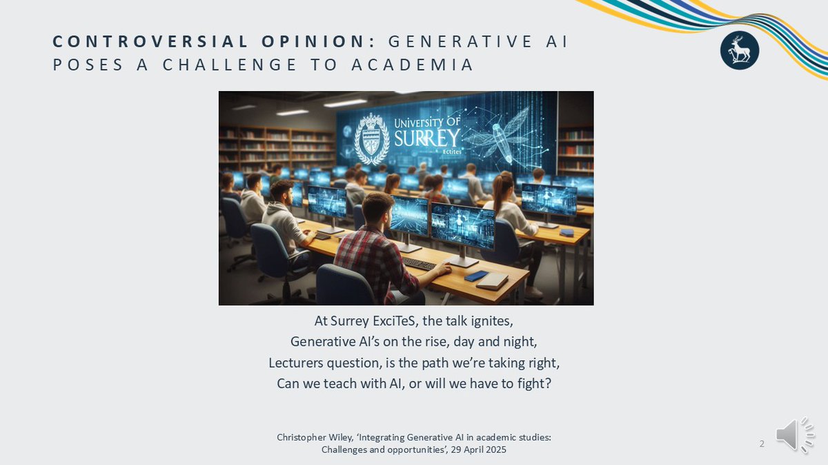 Christopher Wiley (@dr_chris_wiley) on Twitter photo has presented a paper on ‘Integrating Generative AI in Academic Studies: Challenges and Opportunities’ at the annual #SurreyExciTeS Excellence in Teaching Symposium at the @UniofSurrey. #ExciTeS2025 <a href="/SurreyDMM/">Surrey Music_Media</a> surreyac.sharepoint.com/sites/EduHub/S… has presented a paper on ‘Integrating Generative AI in Academic Studies: Challenges and Opportunities’ at the annual #SurreyExciTeS Excellence in Teaching Symposium at the @UniofSurrey. #ExciTeS2025 <a href="/SurreyDMM/">Surrey Music_Media</a> surreyac.sharepoint.com/sites/EduHub/S…