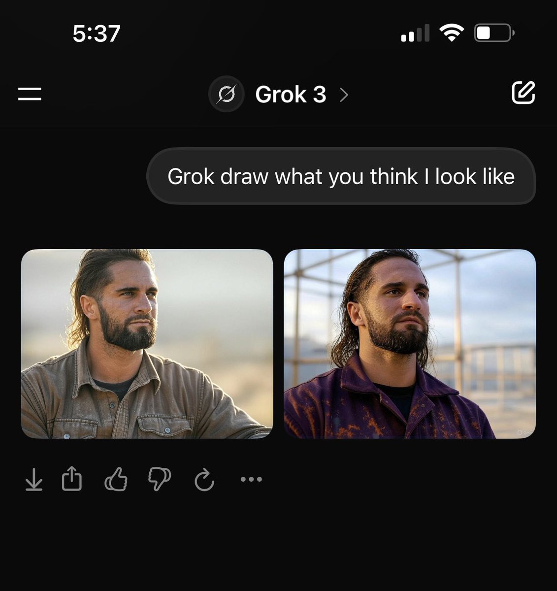 Grok thinks I look like Seth Rollins