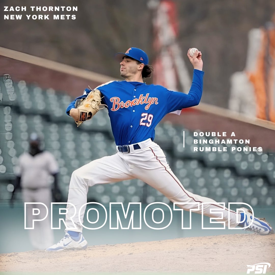 Congratulations to Zach Thornton on being promoted to Double-A Binghamton! Zach heads to Double-A after posting  a 0.44 ERA with a 3-0 record and 25 K’s in 4 starts this season in High-A! 👏🏼👏🏼 #PSIFamily