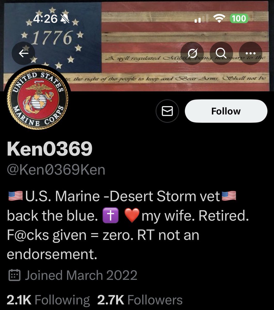 Please give <a href="/Ken0369Ken/">Ken0369</a> a follow and a repost or shoutout to show our gratitude for his service.

USMC Desert Storm Veteran 

Thank you for your service.  We appreciate you.

*These shoutouts are unsolicited and a show of gratitude and respect and are not a request for a follow