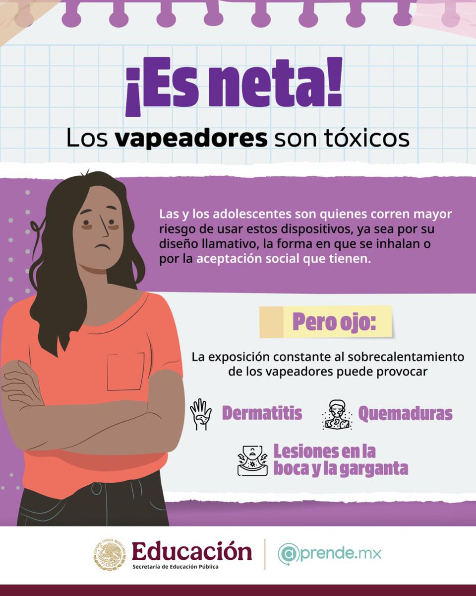 #EligeSerFeliz 🥳La mayoría de las personas que usan vapeadores son dependientes a la nicotina, un químico altamente dañino para la salud.
❗️La prevención comienza con información.❗️📢
<a href="/Edomex/">Gobierno del Estado de México</a>
<a href="/SEMSedomex/">SEMS</a>
<a href="/DGEMSedomex/">DGEMS</a>
<a href="/dbg_epoem/">Dirección de Bachillerato General.Estado de México</a>