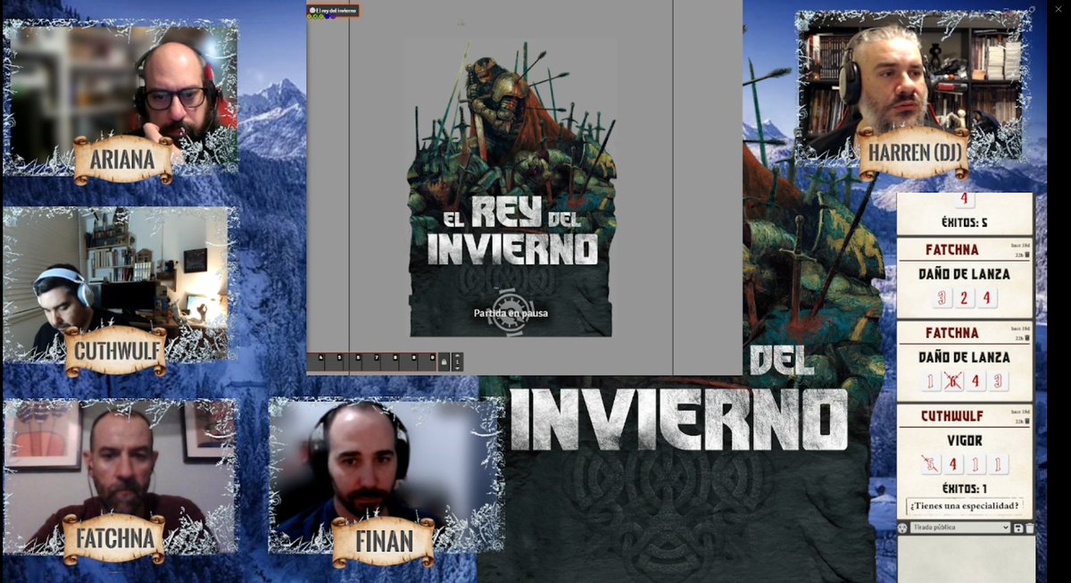 Esta noche hemos jugado a El Rey del Invierno de <a href="/Shadowlandsed/">Shadowlands</a>, la Jauria de Coldrum y la verdad es que lo hemos pasado bastante bien. <a href="/alurashael/">Tato Joaqui</a>, <a href="/YoutubeCanek/">Canek</a>, <a href="/MrDice16/">MrDice 📜🌒 🎲🌓</a> y <a href="/AdolfoCL77/">Adolfo</a> han sido chicos malos.