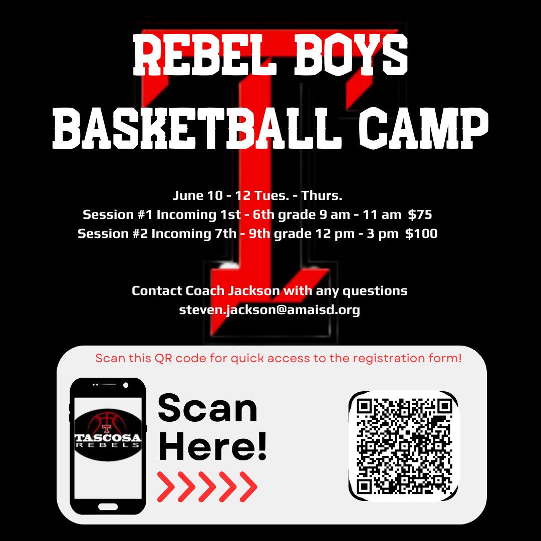 Join us this summer for Rebel Basketball Camp!  🔴⚫️🏀