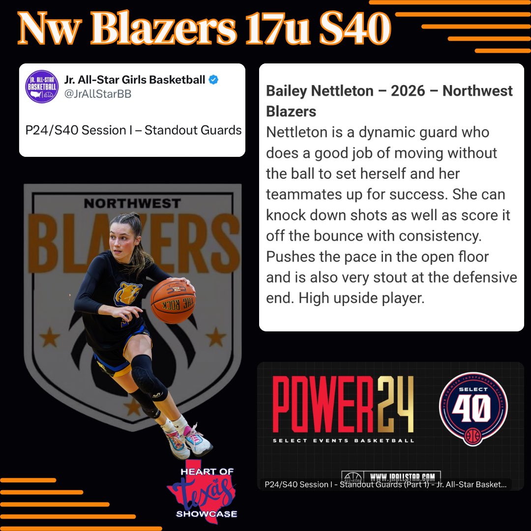 Thank you <a href="/JrAllStarBB/">Jr. All-Star Girls Basketball</a> and <a href="/PriceJameson1/">Jameson Price</a> for the write up and recognition🧡  <a href="/nwblazershoops/">Northwest Blazers Basketball</a> #session1