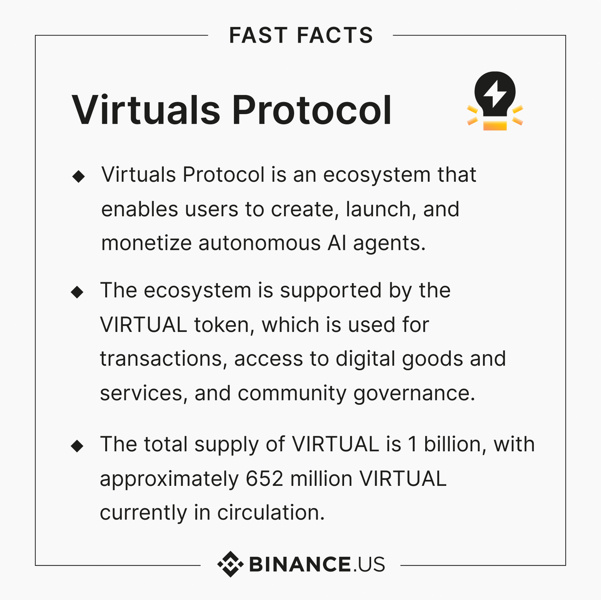 Get the fast facts on $VIRTUAL, our latest listing on Binance.US