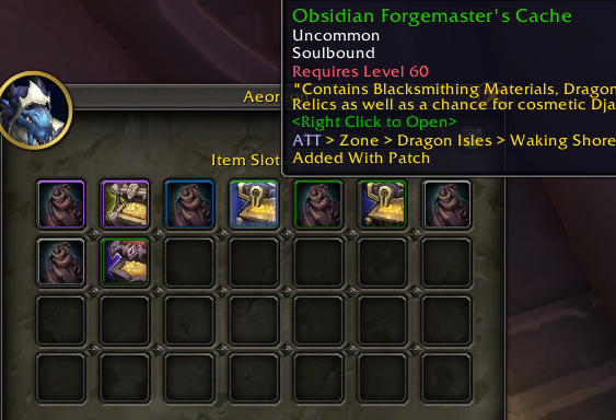 Dear #worldofwarcraft , I am loving the Windows of Mysterious Fortune while leveling my latest alt! Having satchels drop! I just hit the ah with a mohawk grenade! Now, can you remove the level req? Trying to work on World Awoken. Need elemental storms, time rifts and research.