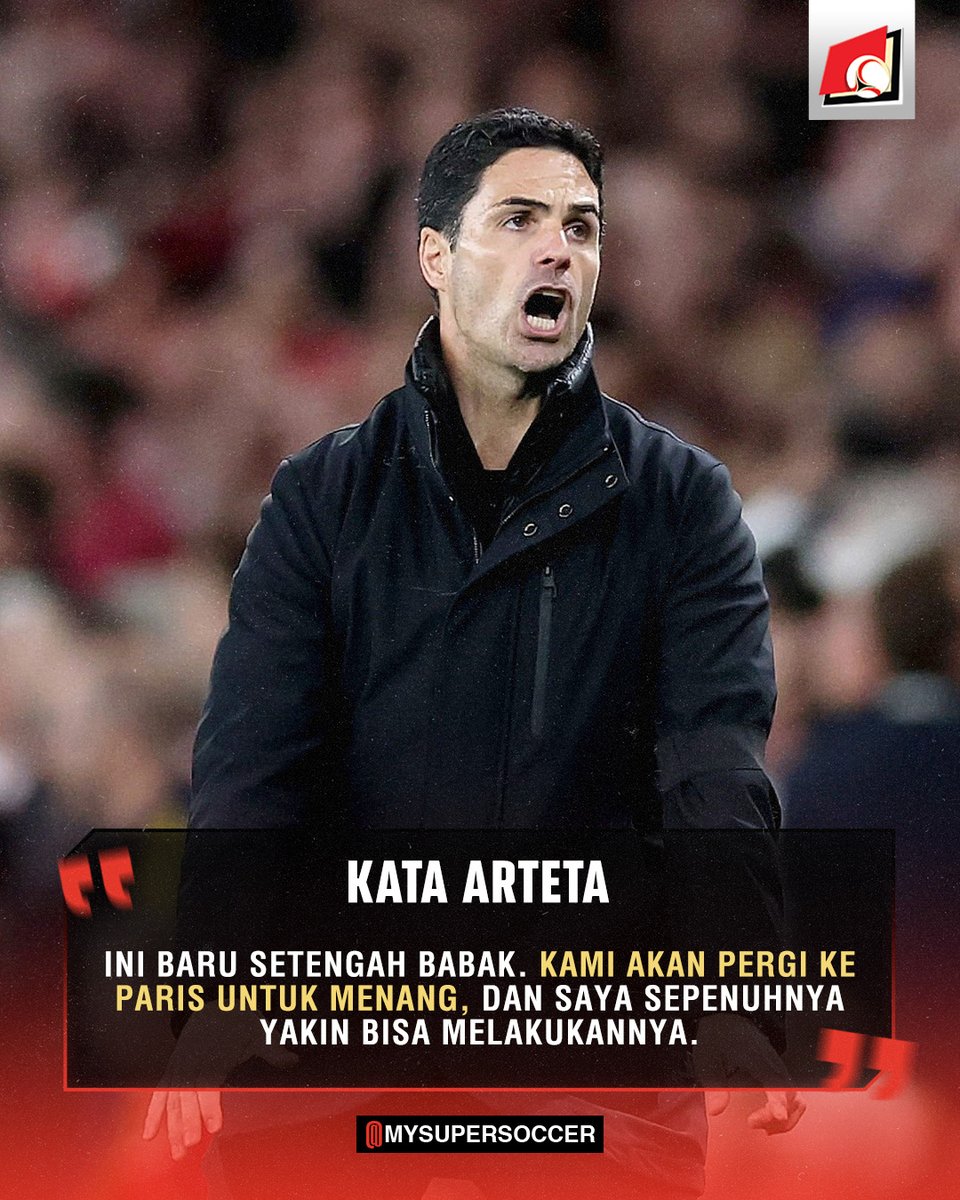 my_supersoccer's tweet photo. Arteta masih pede bisa balikkan situasi di leg kedua nanti. Kalo lo seberapa yakin Arsenal bisa lolos ke final?

#SUPERLIVE
#SUPERSOCCER
#INIRASANYASUPER
#ARSENAL https://t.co/6VDGwqpnLW