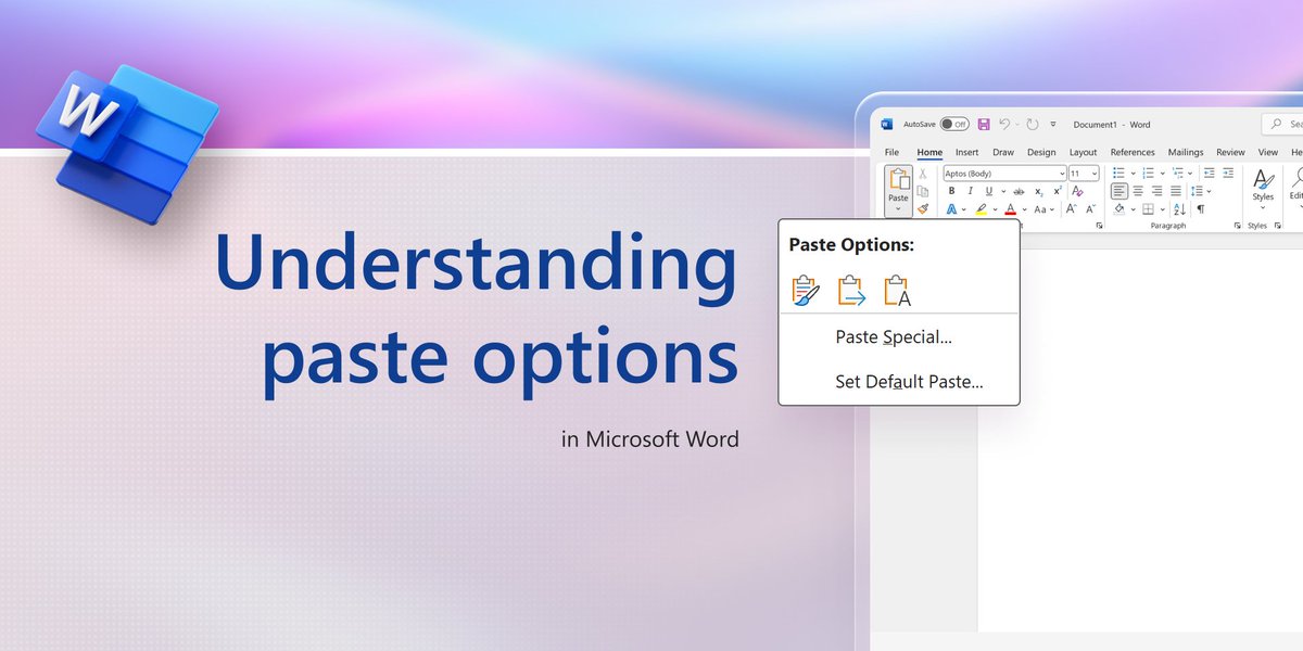 Microsoft365's tweet image. Paste smarter, not harder. Keep your docs looking seamless with Word&apos;s default paste options. 💅msft.it/6010SPGEg #MicrosoftWord