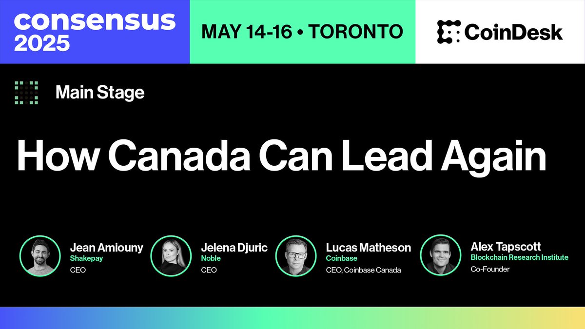 #Consensus2025 (@consensus2025) on Twitter photo Now officially on the other side of an election, change is inevitable for crypto in Canada. Join us live with the nation's industry leaders as they dive into what's next:
<a href="/aiouy/">Jean Amiouny</a>, <a href="/shakepay/">Shakepay — Buy Bitcoin 🇨🇦</a>
<a href="/jelena_noble/">Jelena</a>, <a href="/noble_xyz/">Noble</a>
<a href="/lucmatheson/">matheson.base.eth</a>, <a href="/coinbase/">Coinbase 🛡️</a>
<a href="/alextapscott/">Alex Tapscott</a>, <a href="/blockchainRI/">BRI</a>
⤵️ Now officially on the other side of an election, change is inevitable for crypto in Canada. Join us live with the nation's industry leaders as they dive into what's next:
<a href="/aiouy/">Jean Amiouny</a>, <a href="/shakepay/">Shakepay — Buy Bitcoin 🇨🇦</a>
<a href="/jelena_noble/">Jelena</a>, <a href="/noble_xyz/">Noble</a>
<a href="/lucmatheson/">matheson.base.eth</a>, <a href="/coinbase/">Coinbase 🛡️</a>
<a href="/alextapscott/">Alex Tapscott</a>, <a href="/blockchainRI/">BRI</a>
⤵️