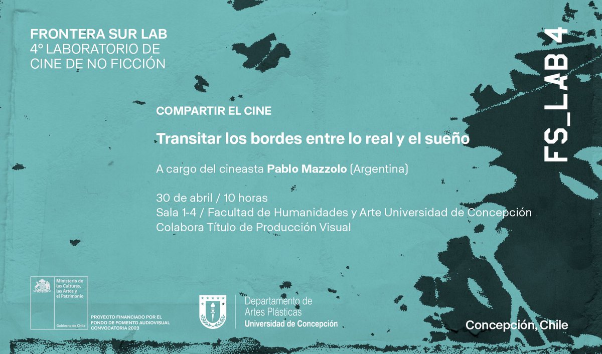 [#FS_LAB4: Compartir el cine] CAMBIO DE SALA 📣
￼
Actualizamos el lugar donde se realizará el tercer #CompartirElCine junto al cineasta argentino, Pablo Mazzolo. 

¡Nos vemos mañana!
￼
#FS_LAB4 #Cine #Latinoamérica