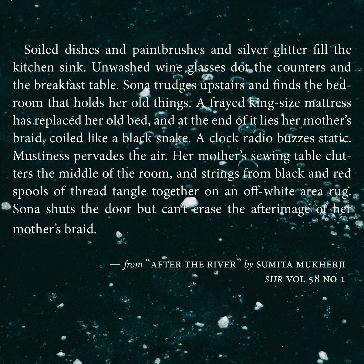 Worry about your mother in "After the River" by Sumita Mukherji

Read the beginning here: southernhumanitiesreview.com/581-after-the-…

Photo by Eugene Tones courtesy of Unsplash.

#litmag #writingcommunity #fiction