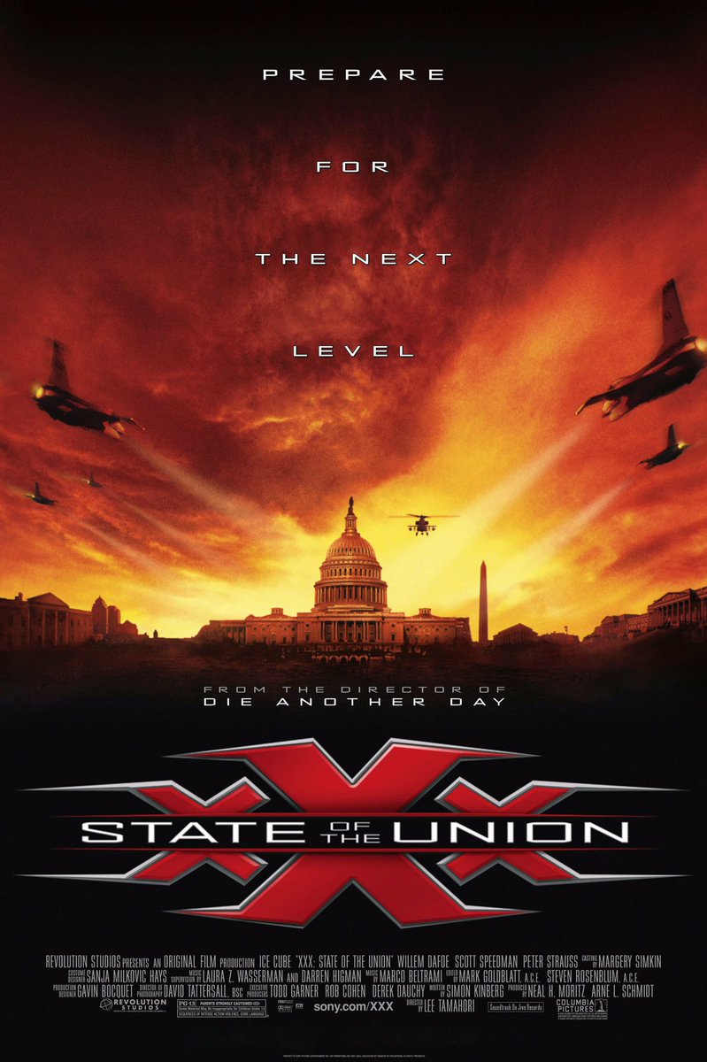 FilmNewsNos's tweet photo. 🎬MOVIE HISTORY: 20 years ago today, April 29, 2005, the movie ‘XXX: State of the Union’ opened in theaters!

#IceCube #WillemDafoe #ScottSpeedman #PeterStrauss #SamuelLJackson #JohnGConnolly @xzibit #SunnyMabrey #NonaGaye #MichaelRoof #RamonDeOcampo #LeeTamahori https://t.co/E153zl7Pcf