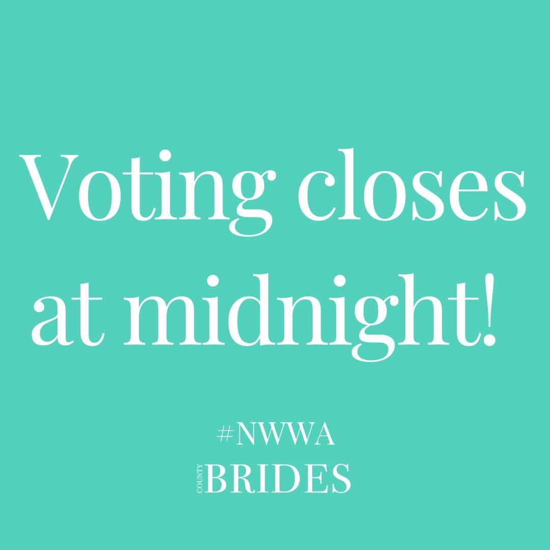 📣 VOTING CLOSES AT MIDNIGHT 📣 Be sure to get your votes in for this year's North West Wedding Awards before tonight's deadline! 

Click here to cast your all important vote: countybrides.com/awards/

Some categories are close so every vote matters! 
#NWWA #NWWA25