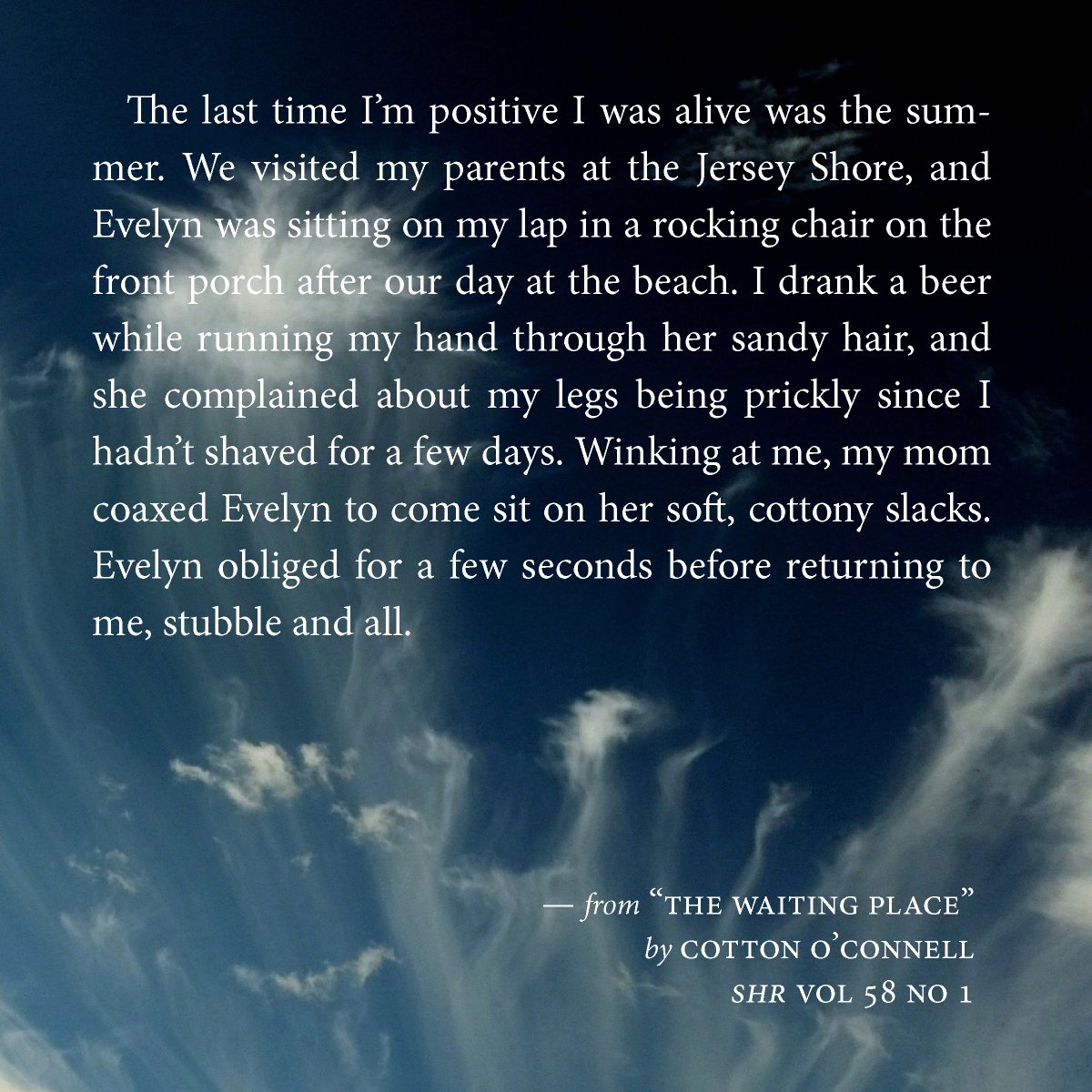 Haunt your family in "The Waiting Place" by Cotton O'Connell

Check out our brand new issue here: southernhumanitiesreview.com/current-issue.…

Photo by the National Oceanic and Atmospheric Administration courtesy of Unsplash.

#litmag #writingcommunity #fiction