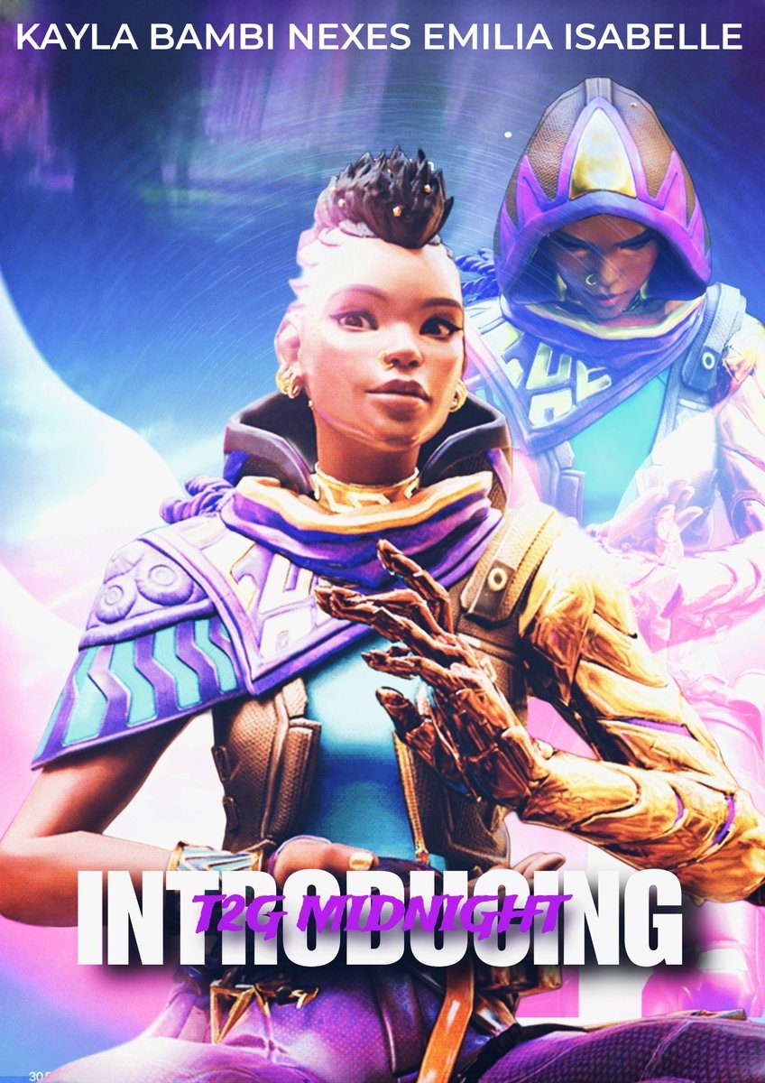 T2G Valorant (@t2g_valorant) on Twitter photo Introducing T2G Midnight, Our New GC Roster Competing In Radiant Academy 201!
🌌 | <a href="/nexesfps/">al 🌚</a> 
🌌 | <a href="/IanIsDum_/">Izzy</a> 
🌌 | <a href="/KaylaVLR/">Kayla</a> 
🌌 | <a href="/bambiiaettv/">bambi</a> 
🌌 | <a href="/EmmyExists/">Emmy</a> 
🌃 | <a href="/Kamykazi2/">Kamy</a> (s)
🌃 | <a href="/FernyVLR/">Ferny</a> (s)
👨💼| <a href="/KrashT2G/">Krash</a>
👩💼| <a href="/peachesVAL_/">leah ✧ ˚ʚ♡ɞ˚ ✧</a> Introducing T2G Midnight, Our New GC Roster Competing In Radiant Academy 201!
🌌 | <a href="/nexesfps/">al 🌚</a> 
🌌 | <a href="/IanIsDum_/">Izzy</a> 
🌌 | <a href="/KaylaVLR/">Kayla</a> 
🌌 | <a href="/bambiiaettv/">bambi</a> 
🌌 | <a href="/EmmyExists/">Emmy</a> 
🌃 | <a href="/Kamykazi2/">Kamy</a> (s)
🌃 | <a href="/FernyVLR/">Ferny</a> (s)
👨💼| <a href="/KrashT2G/">Krash</a>
👩💼| <a href="/peachesVAL_/">leah ✧ ˚ʚ♡ɞ˚ ✧</a>