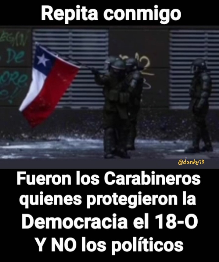 🔴Gracias a Carabineros aún tenemos país!

#YoApoyoACarabineros 🇨🇱
Crespo  Ciper Gatica
