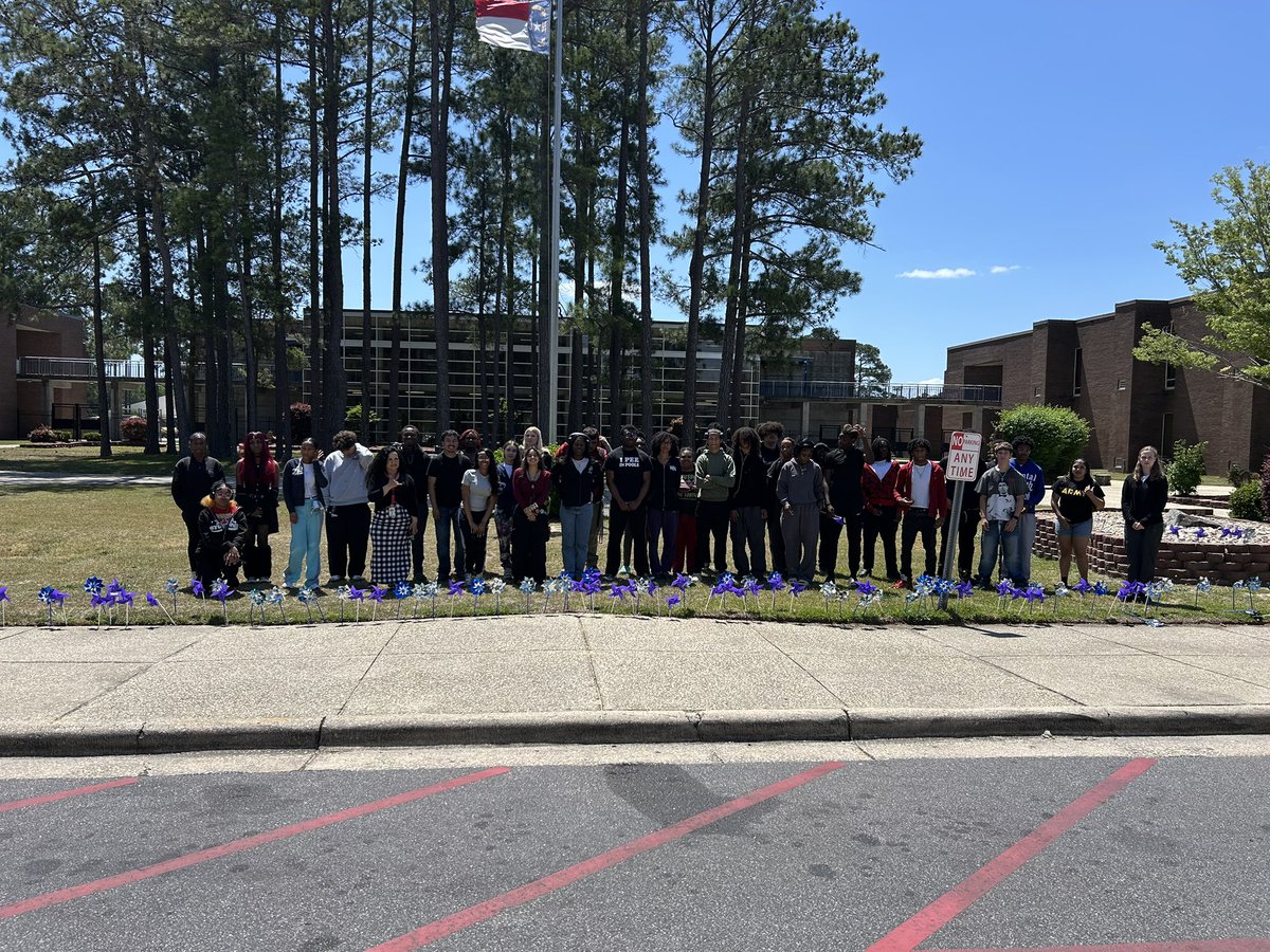 Westover High School students celebrating the Military Child and observing National Child  Abuse Prevention Month with purple and blue pinwheels. <a href="/WestoverHS/">Westoverhigh</a> <a href="/PORA43/">Anabel Ramirez</a> <a href="/kristle_rouse/">Kristle Rouse, M.Ed</a>