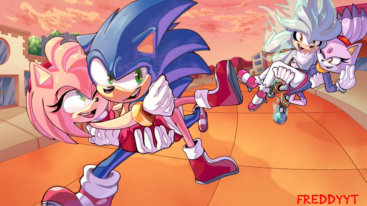 FreddyYT1765's tweet photo. Sonamy and Silvaze Double date

Off towards their next adventure… 

Artstyle inspired by @SpiritSonic

Personally I would love to see these types of parings in canon but a man can dream yknow. 

#SonAmy #Silvaze #SonicIDW #SonicTheHedgehog https://t.co/KOMvvfHtdh