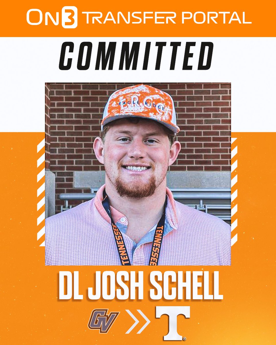 Transfer Portal (@transferportal_) on Twitter photo BREAKING: GVSU transfer DL Josh Schell has committed to Tennessee, <a href="/Hayesfawcett3/">Hayes Fawcett</a> reports🍊
on3.com/college/tennes… BREAKING: GVSU transfer DL Josh Schell has committed to Tennessee, <a href="/Hayesfawcett3/">Hayes Fawcett</a> reports🍊
on3.com/college/tennes…