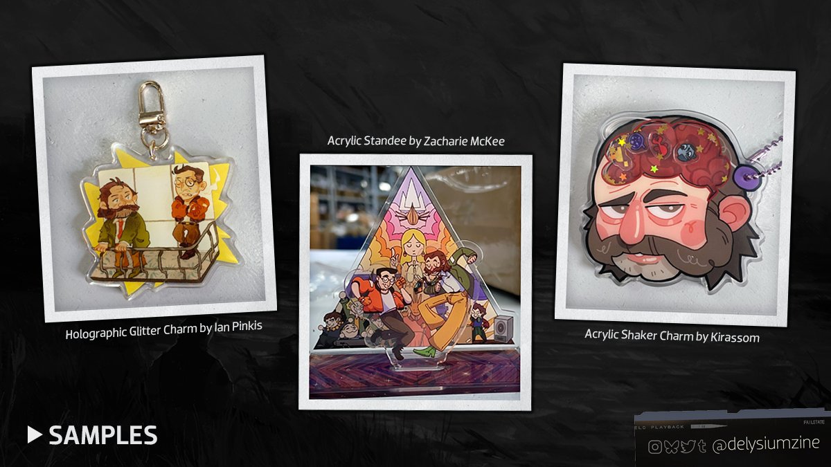 We have a few merch samples from our manus to share as well! These acrylic items by <a href="/IanPinkis/">Ian🌿</a>, <a href="/GorditaCrunched/">Zacharie</a>, and <a href="/Kirassom/">Kirassom⤉</a> are en route to our shipping mod.

(3/7)