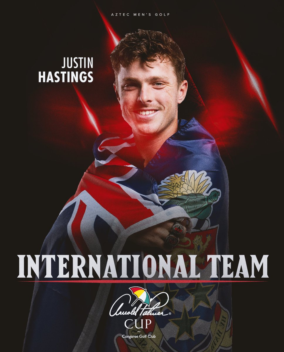Congrats to Justin Hastings for making the International team for the Arnold Palmer Cup! He's the fourth Aztec to make an Arnold Palmer Cup team, which pits the Internationals vs. the United States in June. 

goaztecs.com/news/2025/04/2…