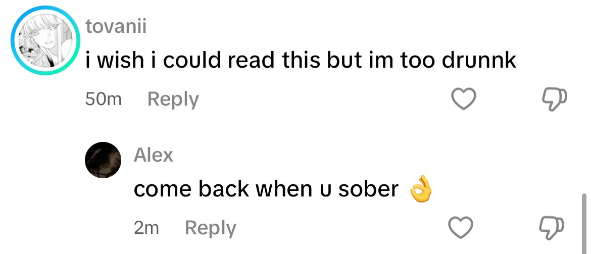 mightve gotten my first hate comments for realising i’m bi but at least my tiktok comments still manage to make me laugh