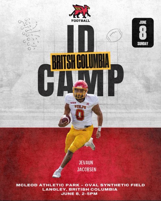 Thank you <a href="/cappiello99/">CoachCappiello99</a> for the personal invitation to the <a href="/guelph_gryphons/">Guelph Gryphons</a> football ID camp in June!