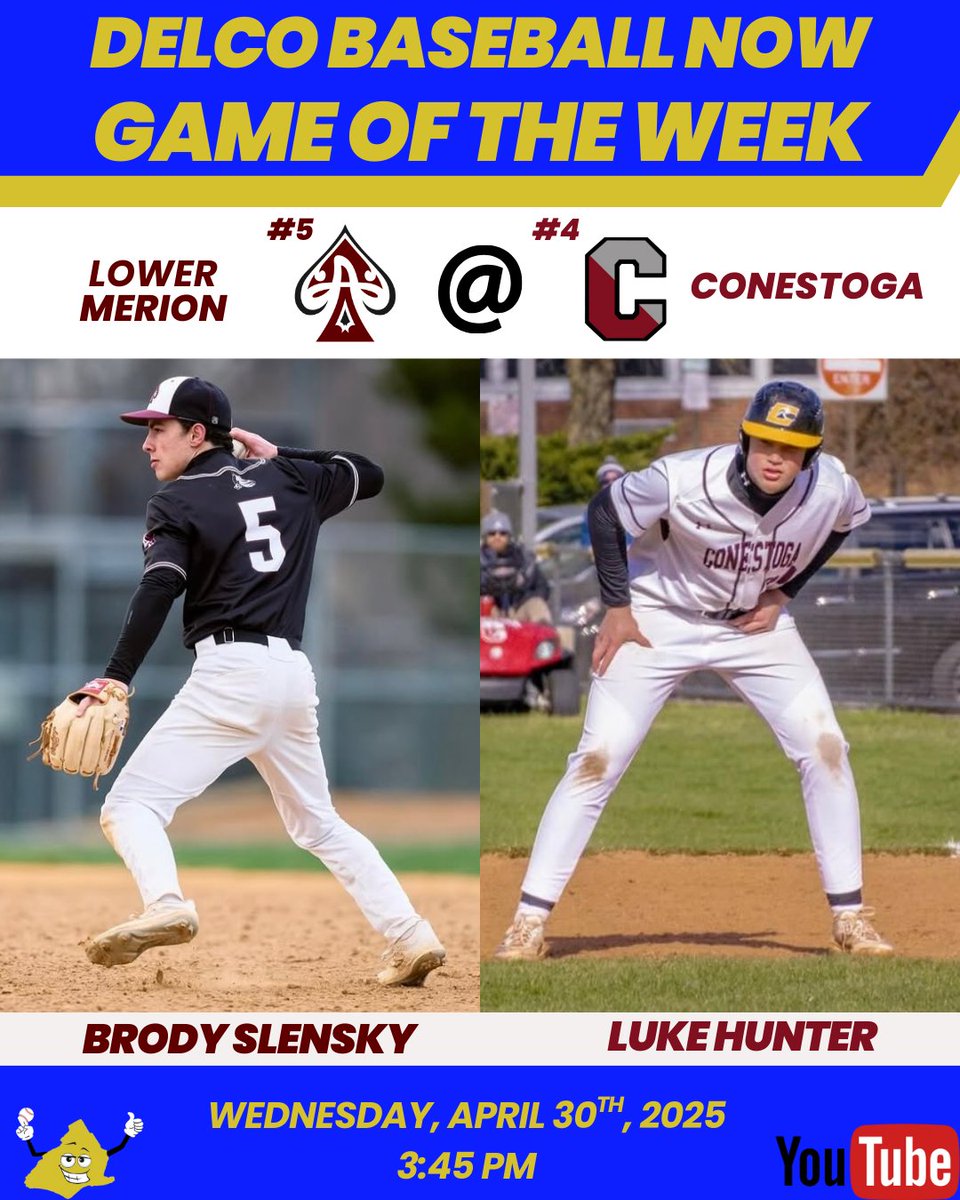 Conestoga, we’ll see you tomorrow afternoon 🙌🏻

We’re heading to Berwyn to see a top five matchup as Brody Slensky and #5 <a href="/LMathletics/">LMathletics</a> look to continue their surprise season while Luke Hunter and #4 <a href="/StogaBase/">Conestoga Baseball</a> look to get a new win streak started after their seven gamer was