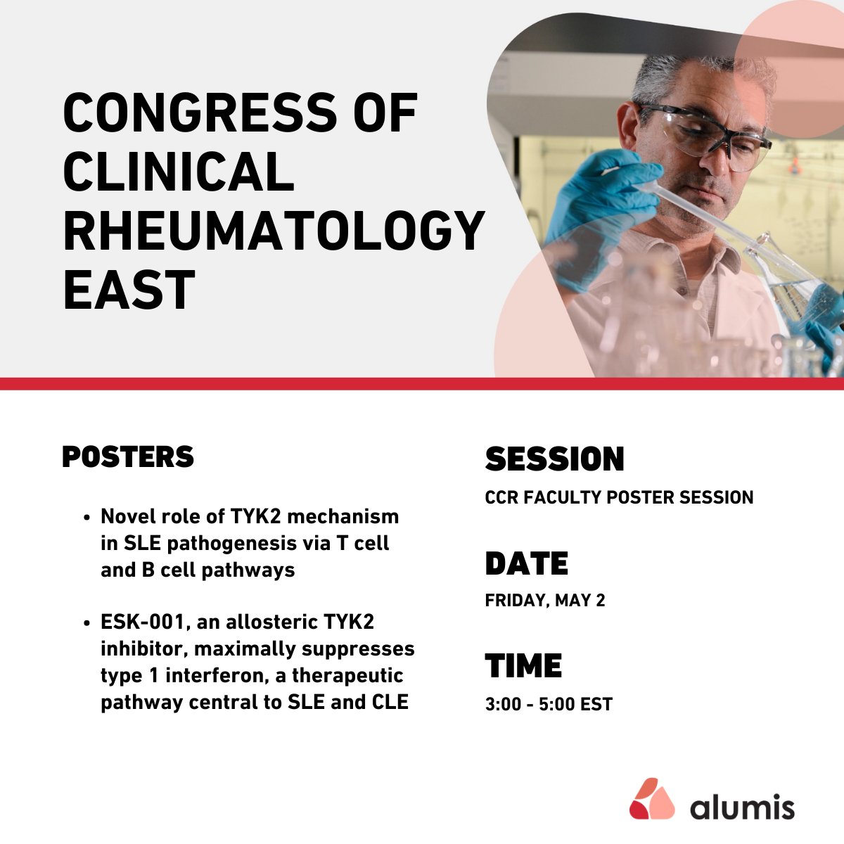 Kicking off #LupusAwarenessMonth with ESK-001 data for Systemic Lupus Erythematosus (SLE) at the Congress of Clinical Rheumatology East. Learn more: bit.ly/3DxaPGy