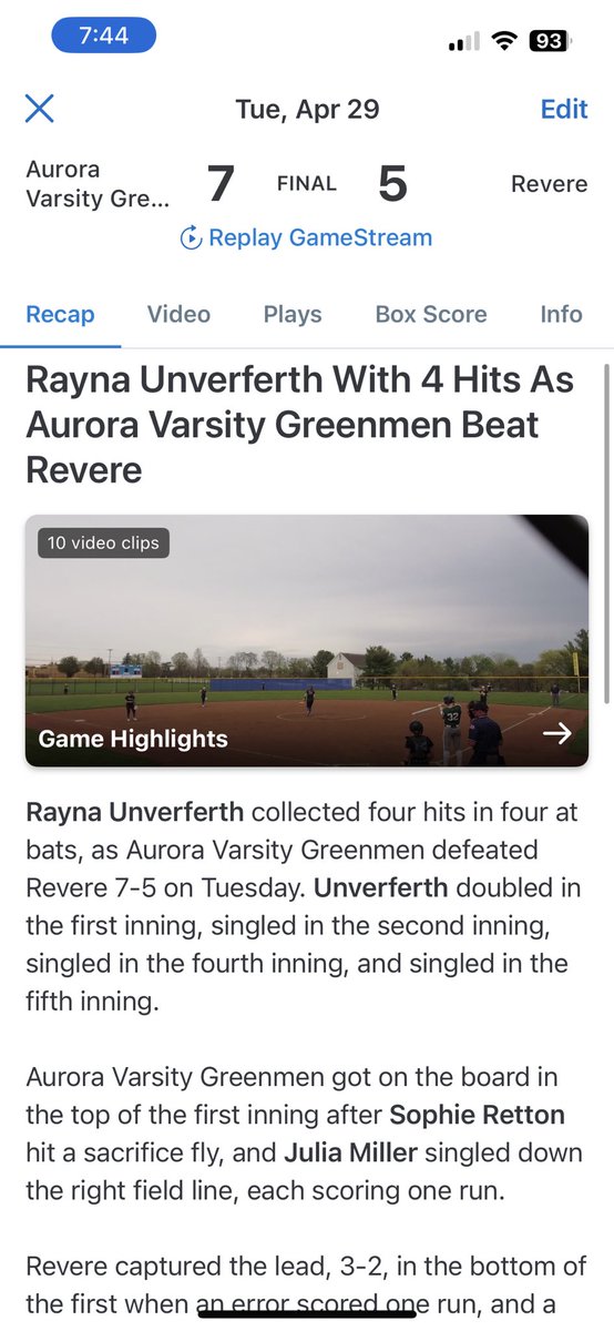 Aurora Softball tweet media